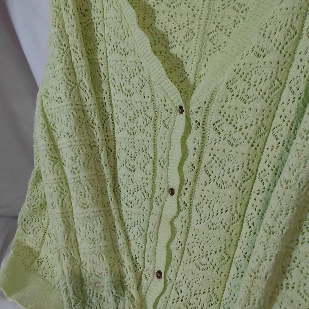 Mango Light Green Open Knit Cardigan - Picture 5 of 11